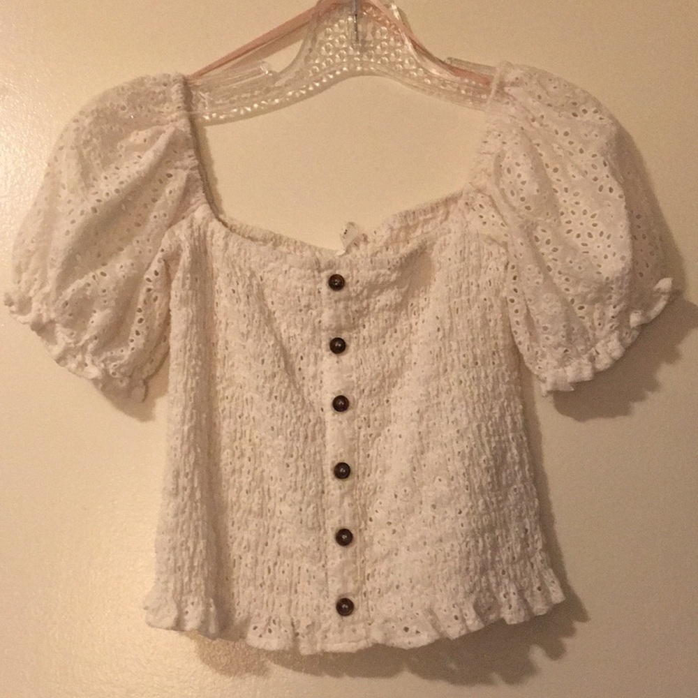 Miley + Molly Poof Sleeve White Summer Blouse